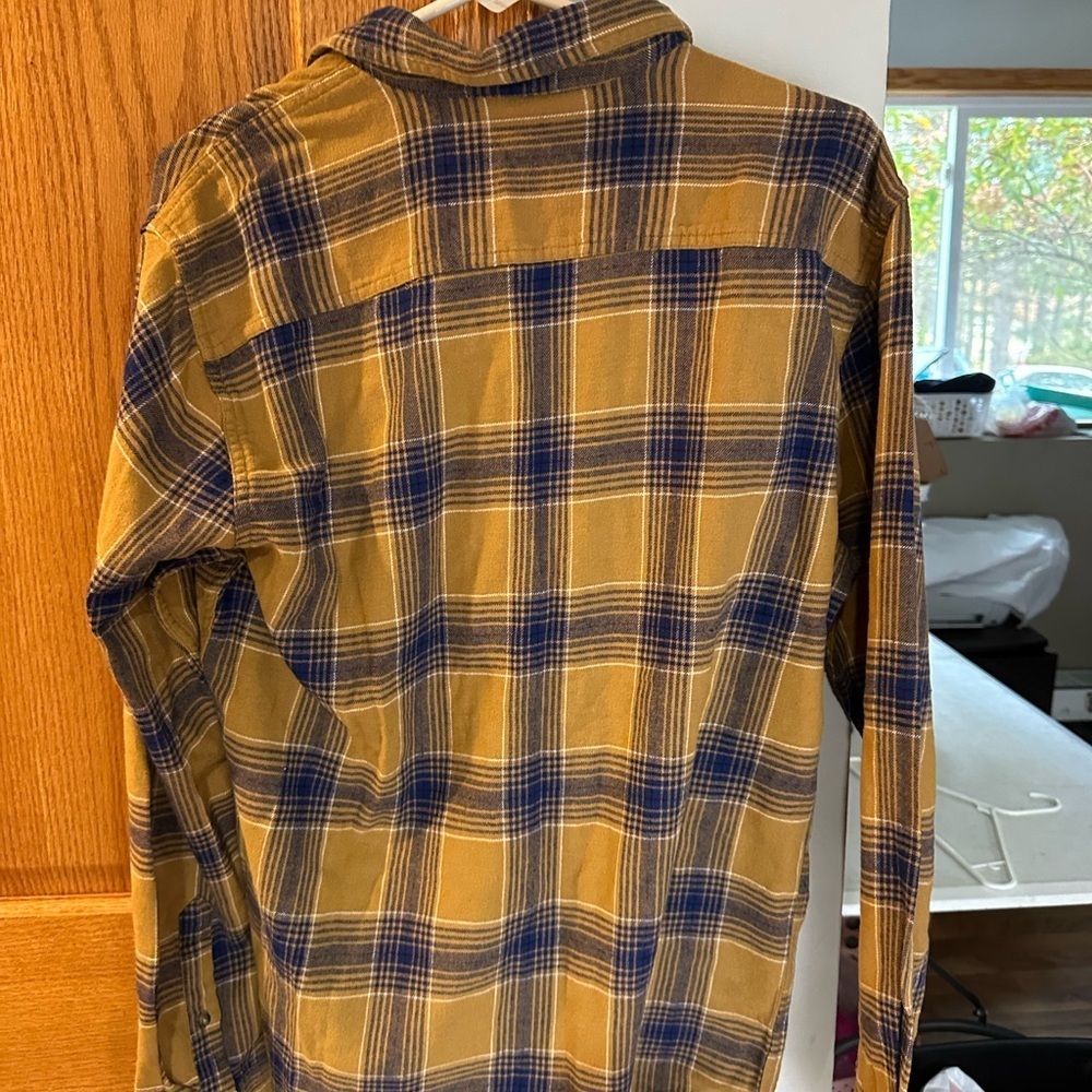NWT! Sonoma Men's Casual Checkered Shirt - Mustard and Navy - Picture 2 of 4